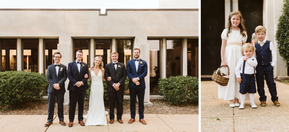 bride posing with family for portraits