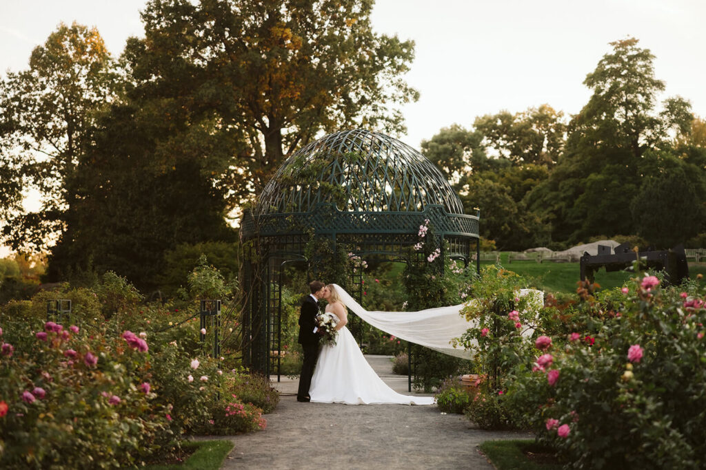 Newlywed portraits in the New York Botanical Gardens. Photo by OkCrowe Photography.