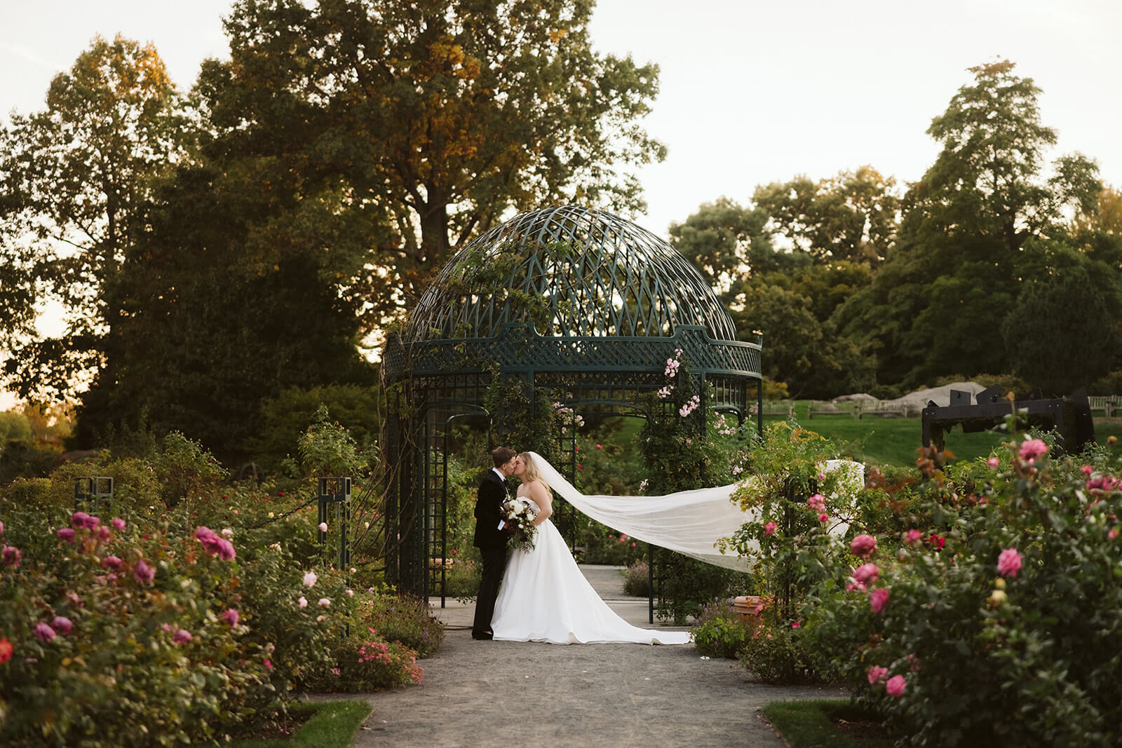 Newlywed portraits in the New York Botanical Gardens. Photo by OkCrowe Photography. 