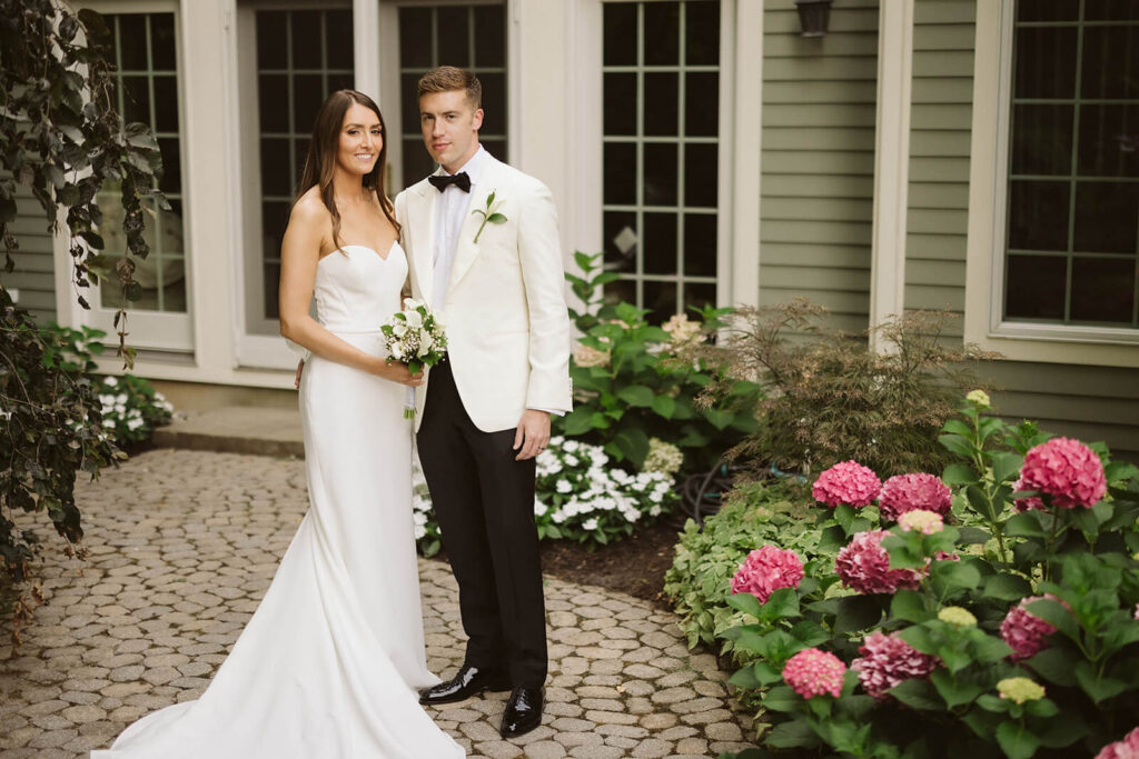 Newlywed photos around the bride's childhood home in Mahwah, NJ. Photo by OkCrowe Photography. 