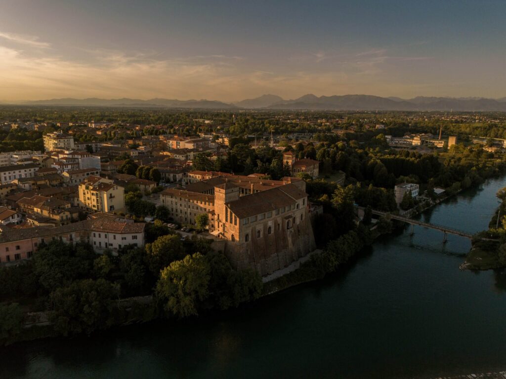 Aerial shot of Castello Visconteo. Photography by Castello Visconteo.