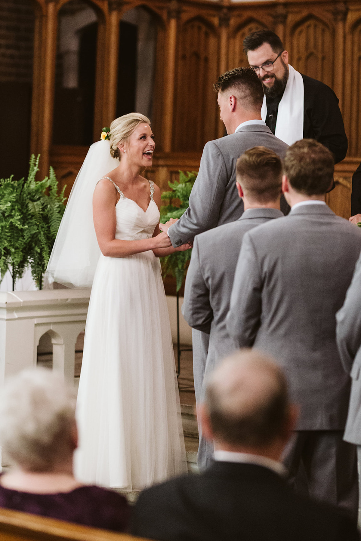 Bride shares vows during wedding ceremony