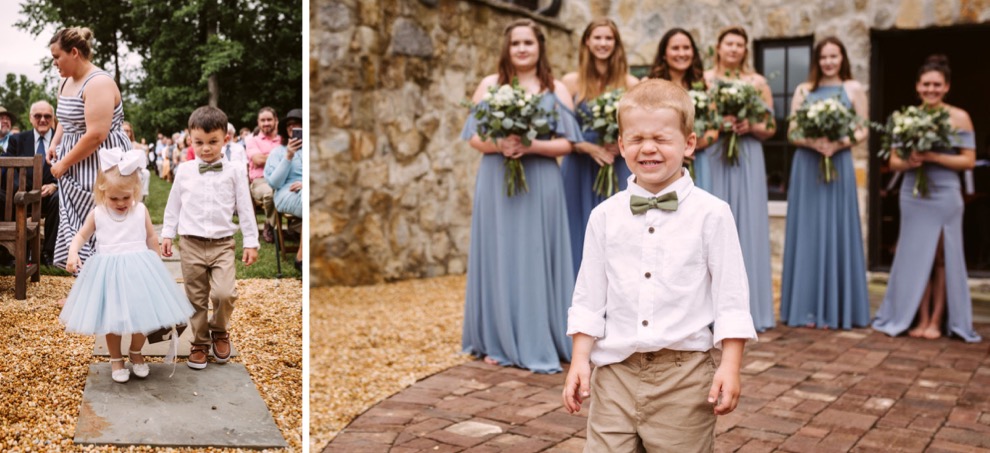 flower girls and ring bearers at wedding ceremony