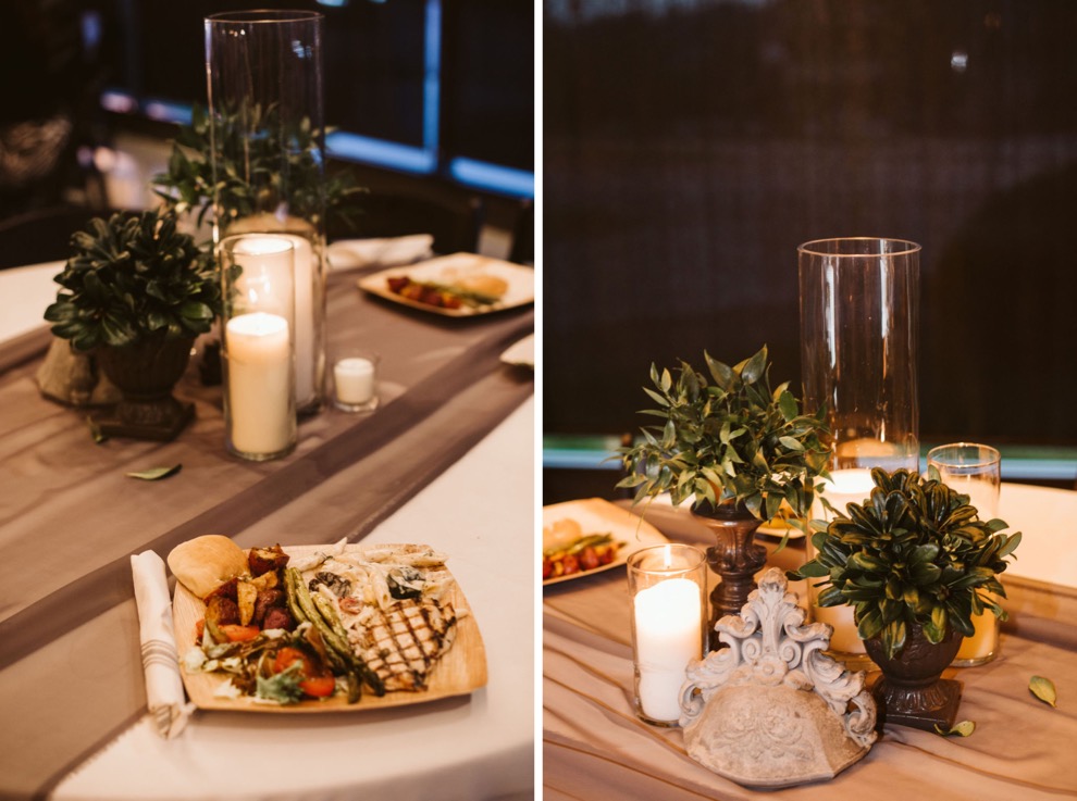 snacks and table details at Whiskey Event Hall wedding reception