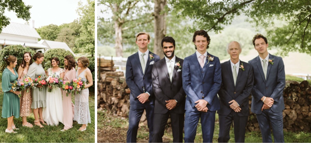 Bridal party portraits at southern farm wedding