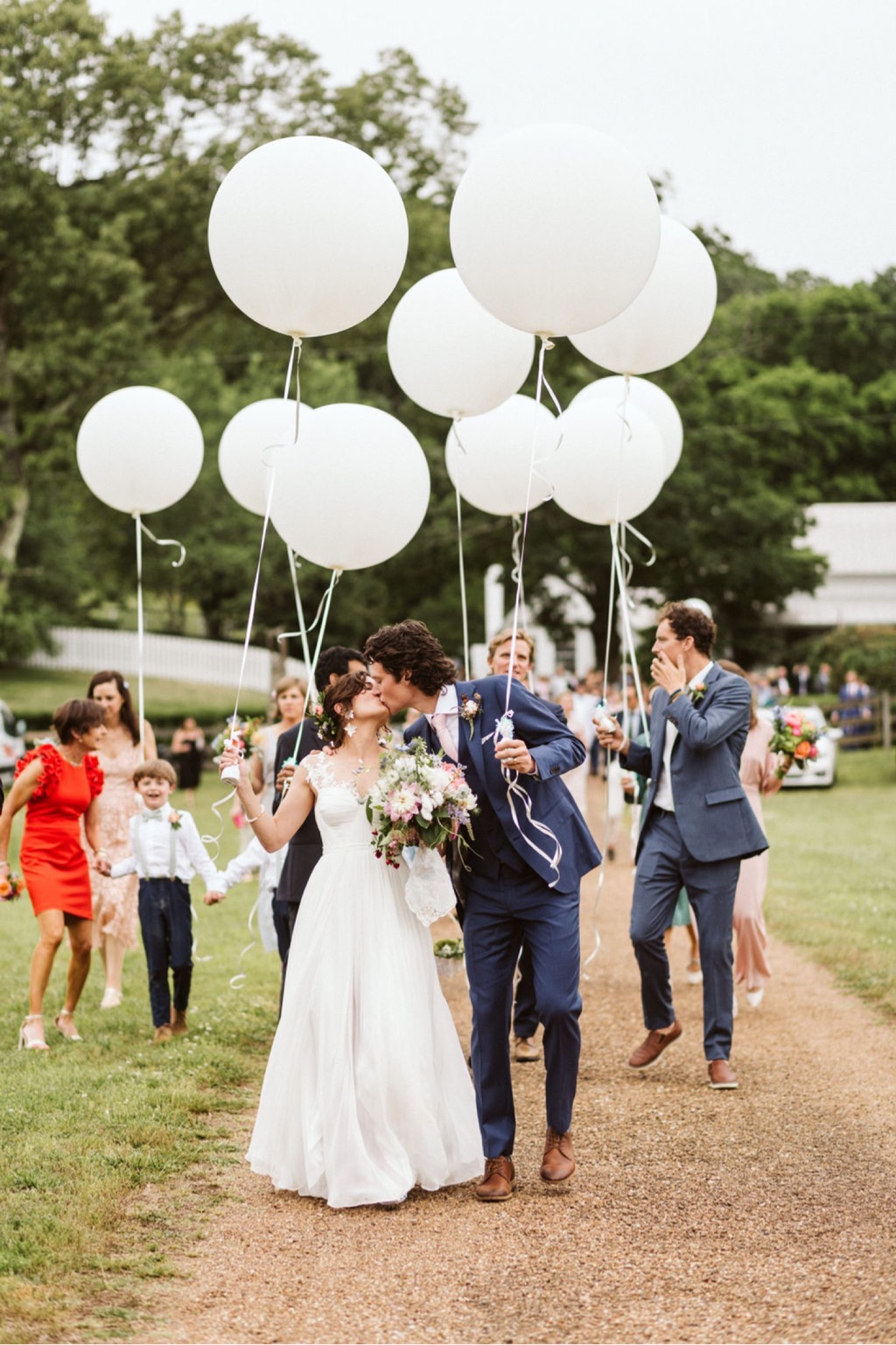 Balloon parade to wedding reception