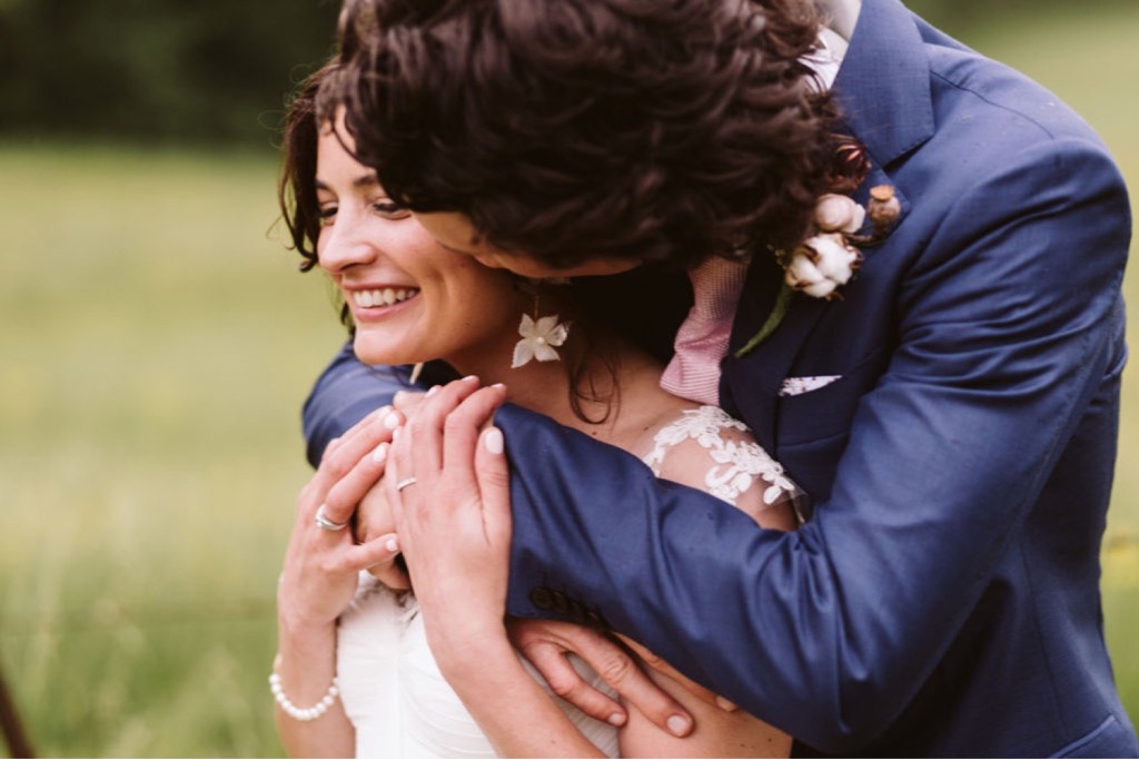 bride and groom sunset field portraits