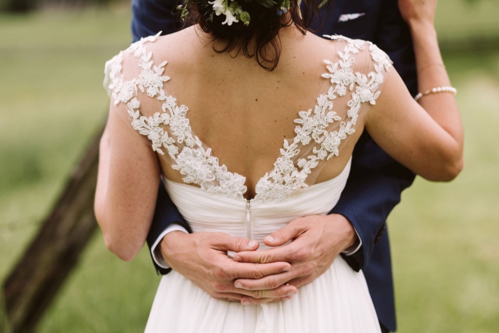 bride and groom sunset field portraits