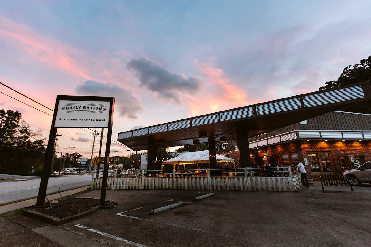 The Daily Ration patio and exterior in Chattanooga, TN.