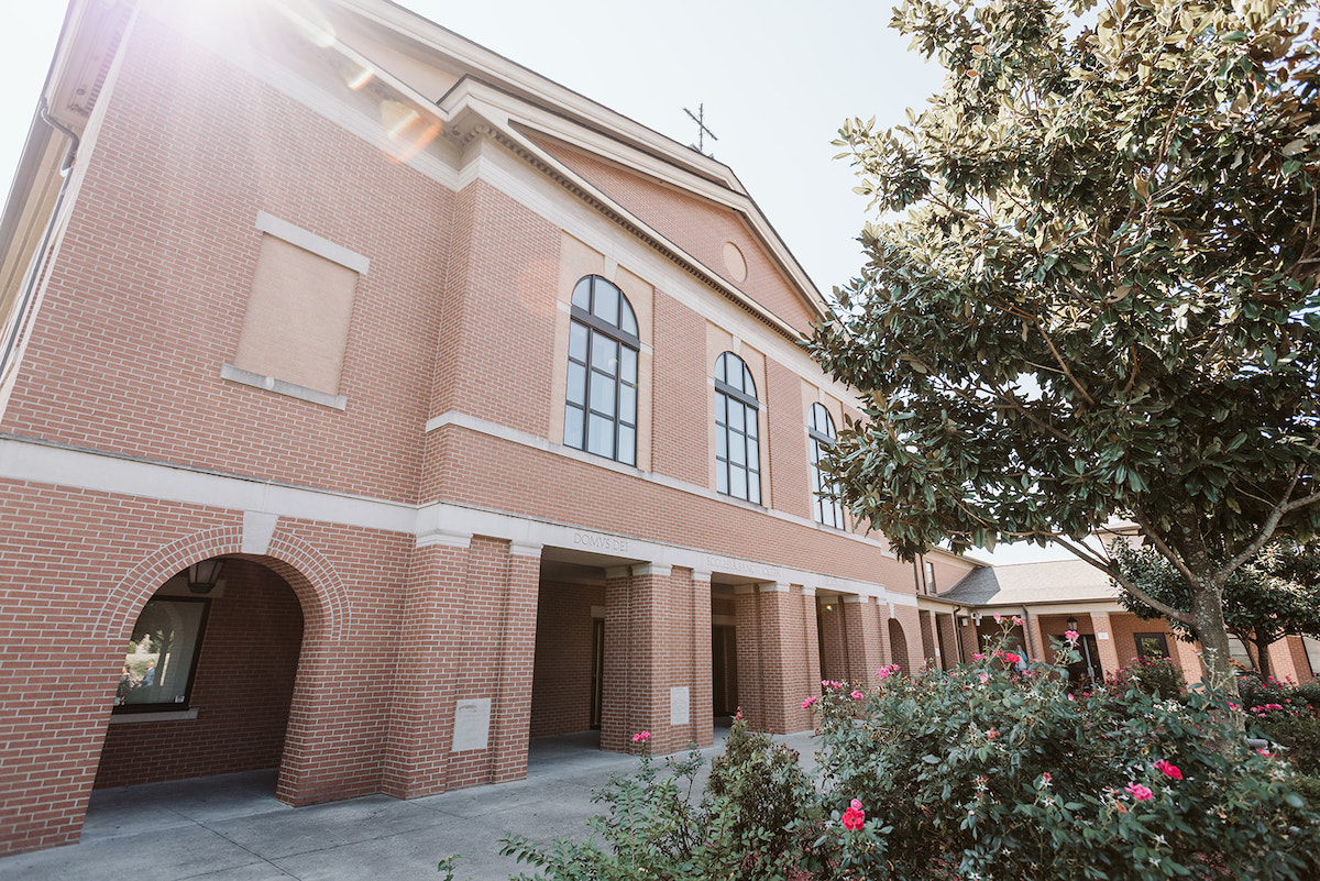 brick facade of St Josephs Catholic Church in Dalton Georgia