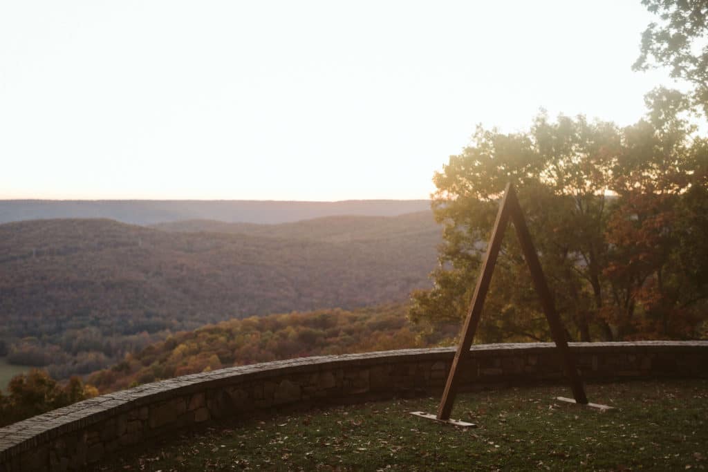 Autumn sunset ceremony at Myers Point. Photo by OkCrowe Photography.