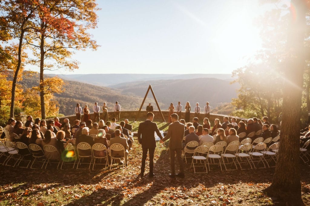 Autumn sunset ceremony at Myers Point. Photo by OkCrowe Photography.