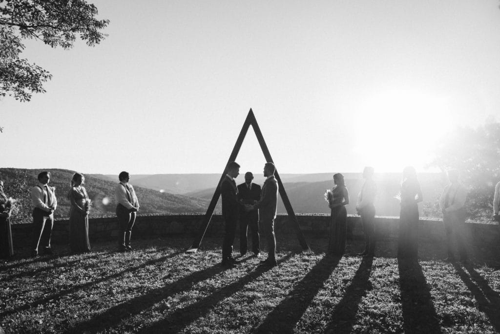 Autumn sunset ceremony at Myers Point. Photo by OkCrowe Photography.