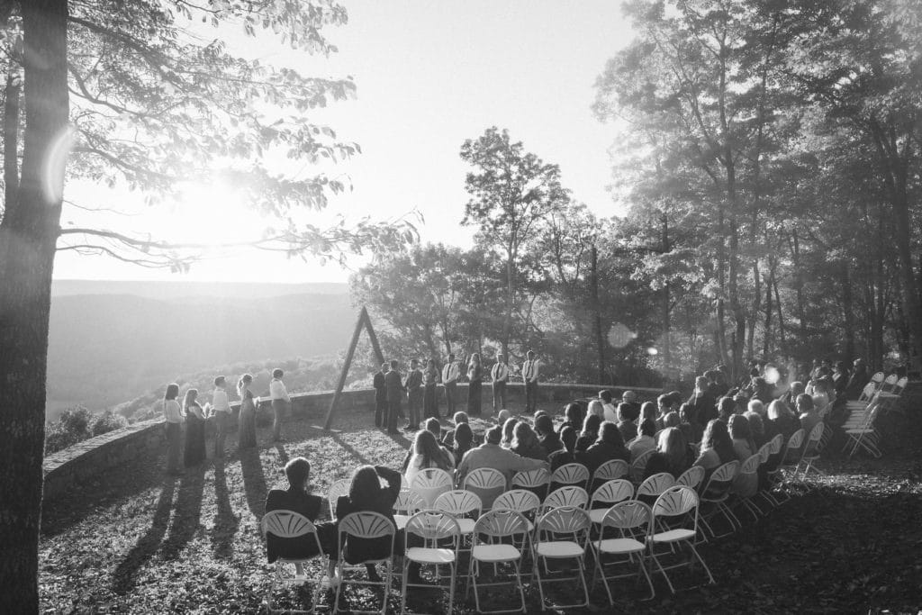 Autumn sunset ceremony at Myers Point. Photo by OkCrowe Photography.