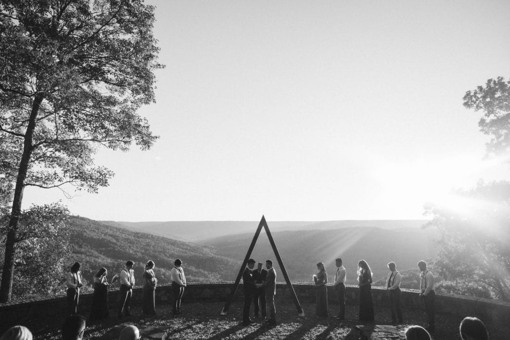 Autumn sunset ceremony at Myers Point. Photo by OkCrowe Photography.