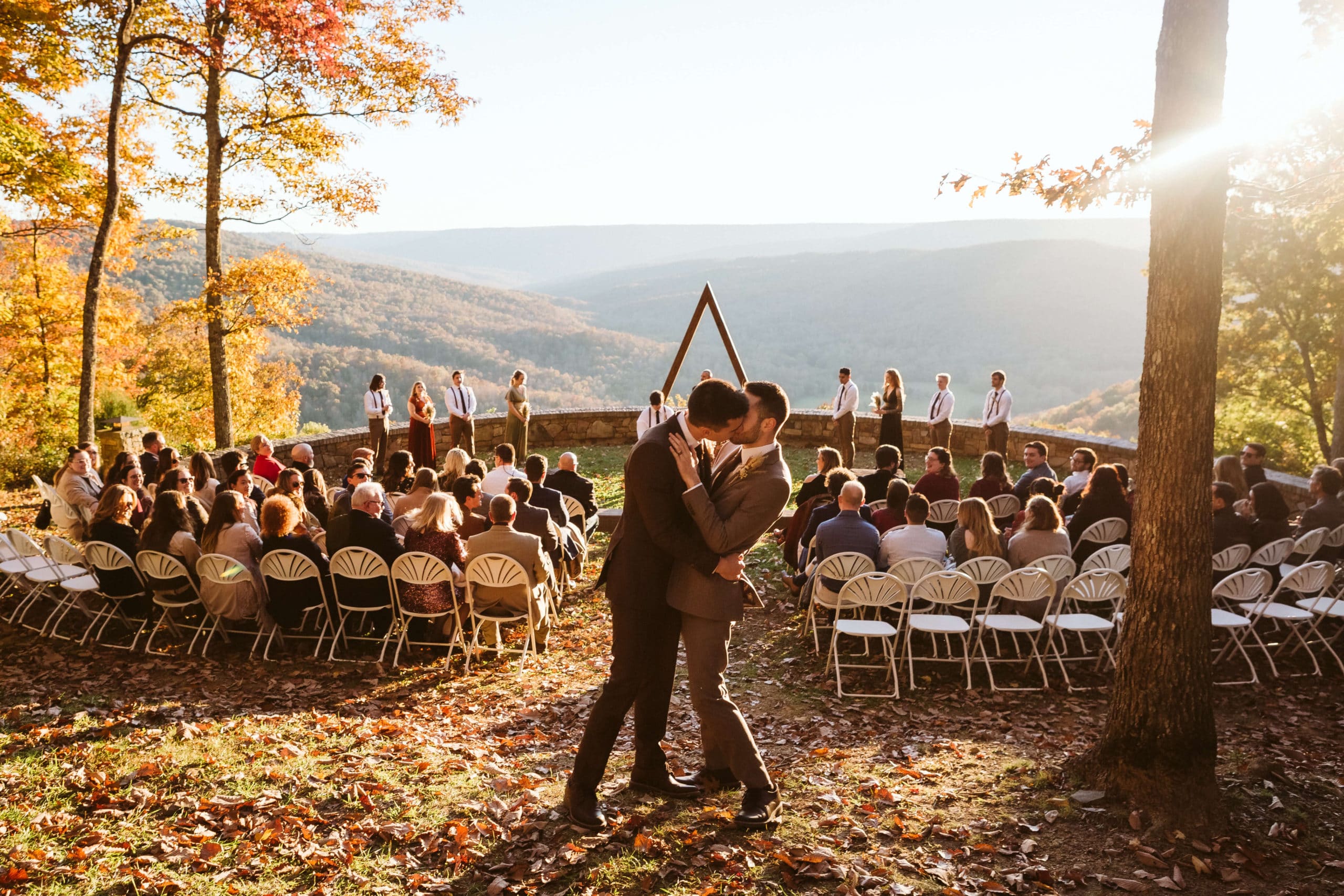 Autumn sunset ceremony at Myers Point. Photo by OkCrowe Photography.