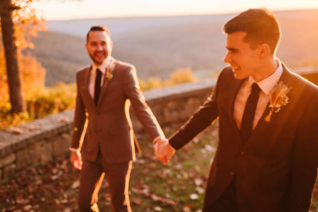 Golden hour newlywed portraits at Myers Point. Photo by OkCrowe Photography.