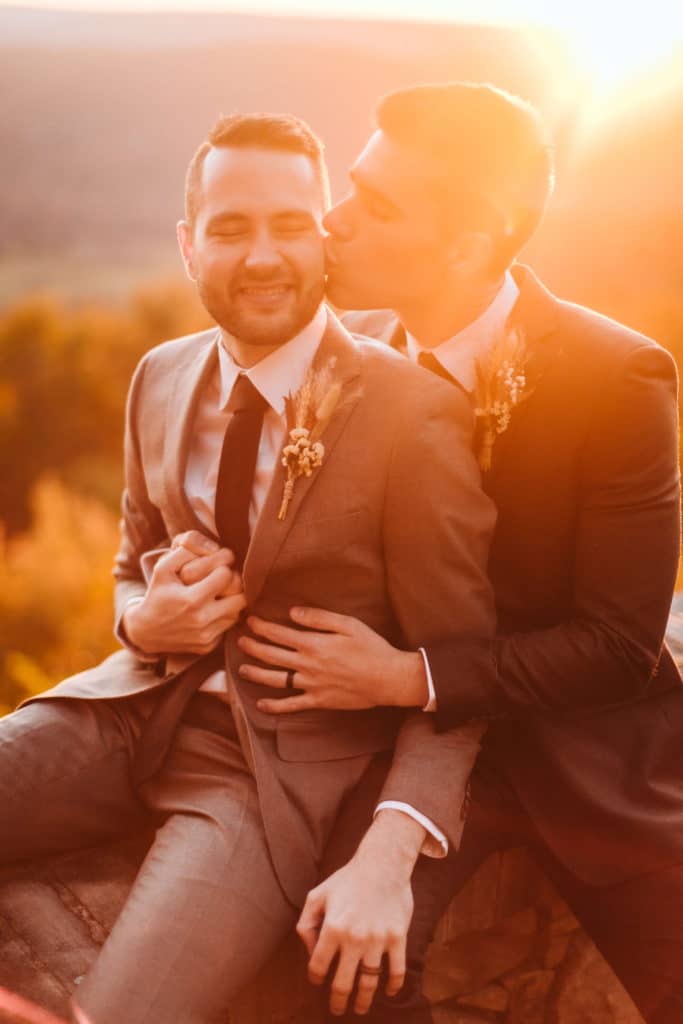 Golden hour newlywed portraits at Myers Point. Photo by OkCrowe Photography.