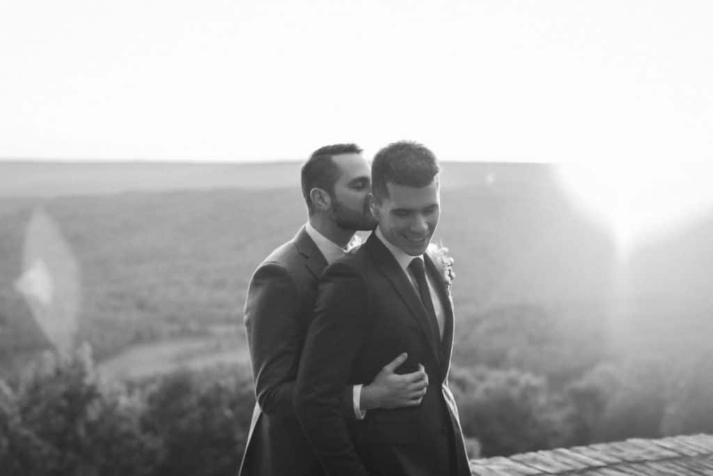 Golden hour newlywed portraits at Myers Point. Photo by OkCrowe Photography.