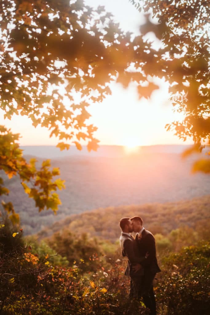 Golden hour newlywed portraits at Myers Point. Photo by OkCrowe Photography.