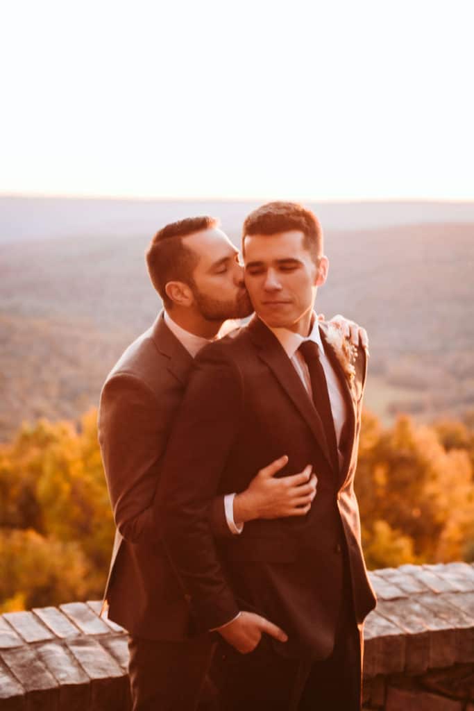 Golden hour newlywed portraits at Myers Point. Photo by OkCrowe Photography.