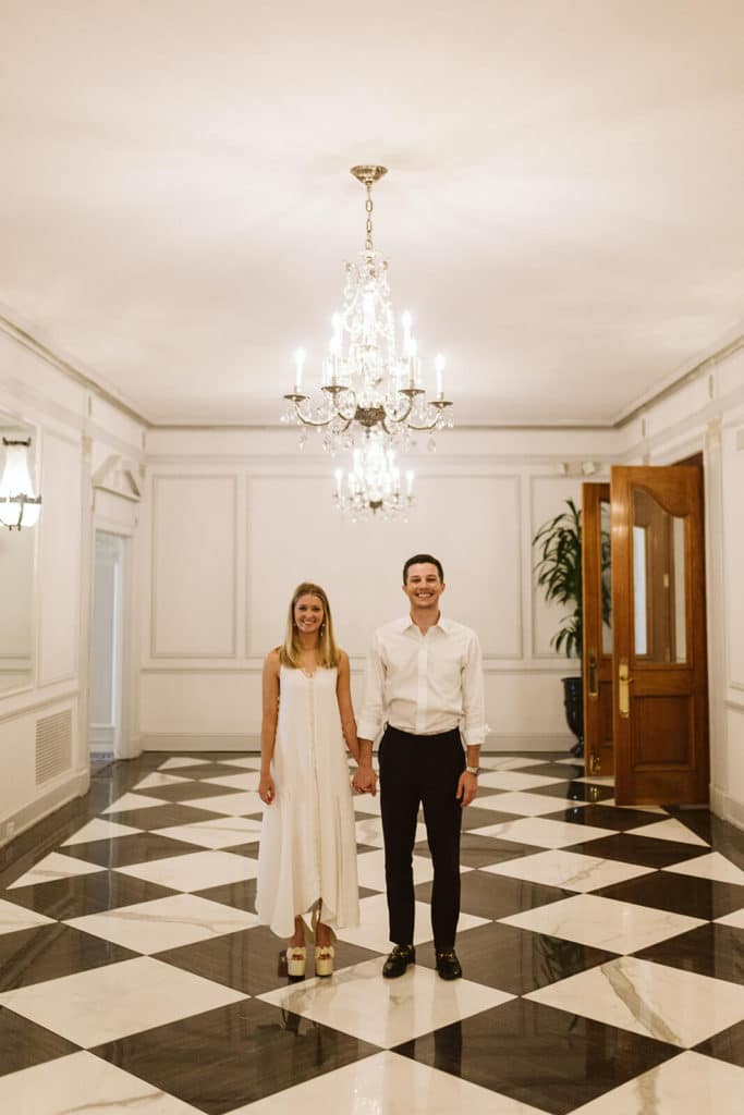 A timeless engagement session at the Read House in Chattanooga. Photo by OkCrowe Photography.