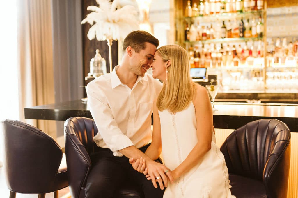 A timeless engagement session at the Read House in Chattanooga. Photo by OkCrowe Photography.