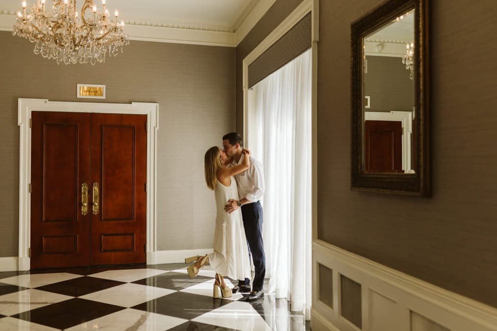 A timeless engagement session at the Read House in Chattanooga. Photo by OkCrowe Photography.