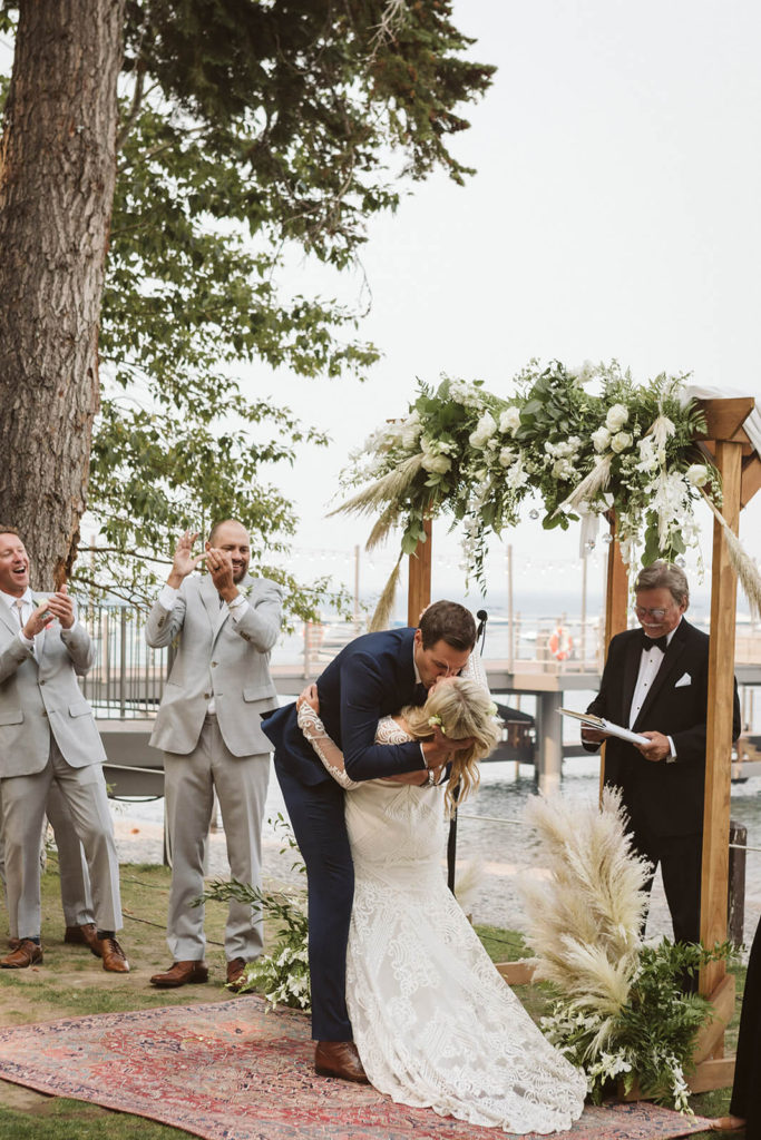 Lakeshore wedding at the Westshore Cafe and Inn. Photo by OkCrowe Photography.