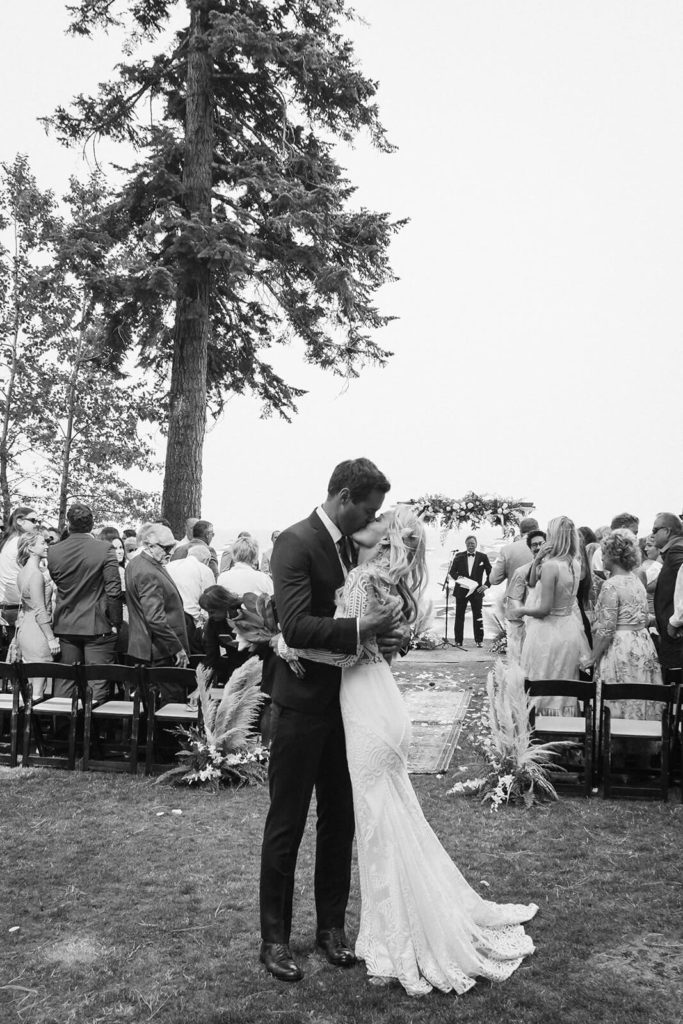 Lakeshore wedding at the Westshore Cafe and Inn. Photo by OkCrowe Photography.