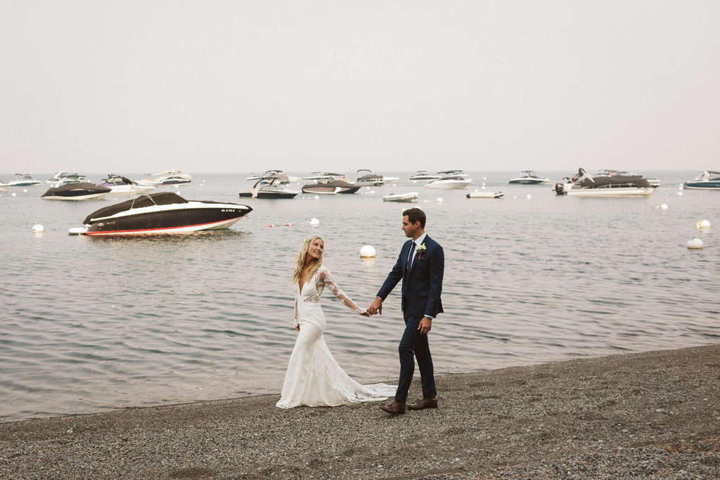 Bride and groom portraits at the Westshore Cafe and Inn. Photo by OkCrowe Photography.