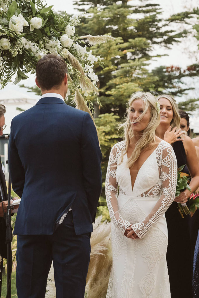 Lakeshore wedding at the Westshore Cafe and Inn. Photo by OkCrowe Photography.