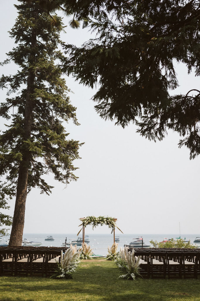 Lakeshore wedding at the Westshore Cafe and Inn. Photo by OkCrowe Photography.