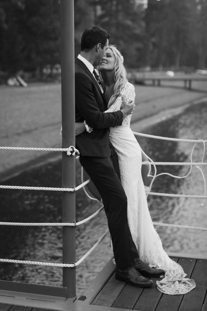 Bride and groom newlywed portraits at the Westshore Cafe and Inn. Photo by OkCrowe Photography.