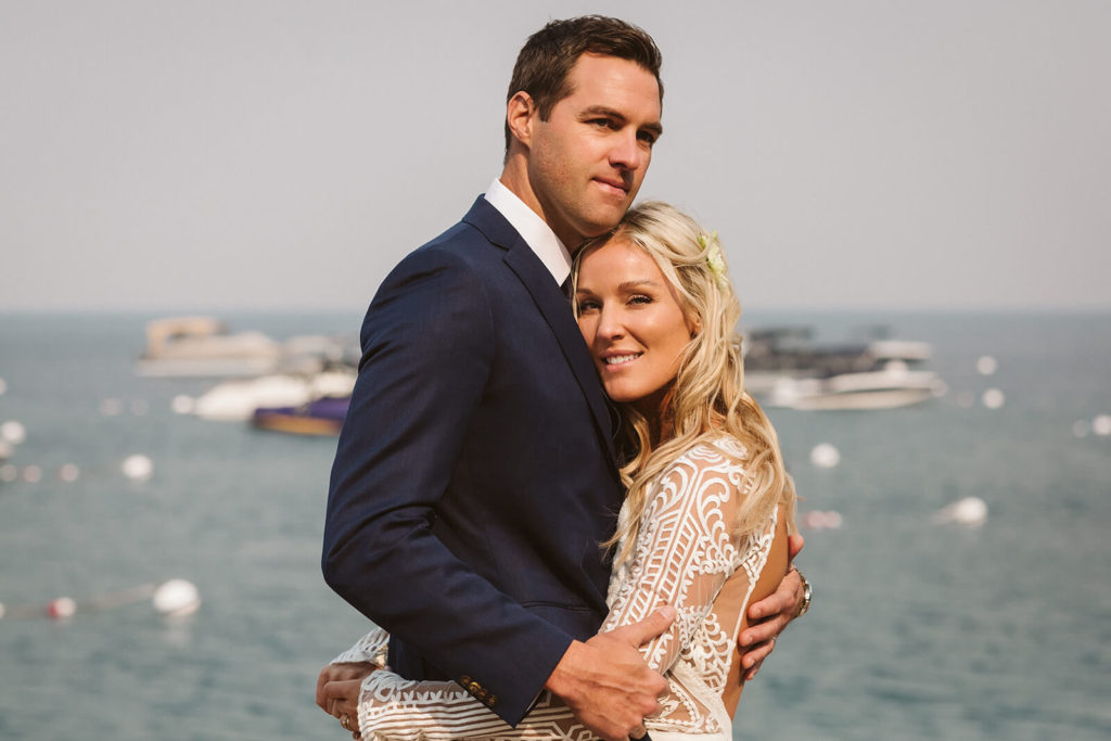 Bride and groom newlywed portraits at the Westshore Cafe and Inn. Photo by OkCrowe Photography.