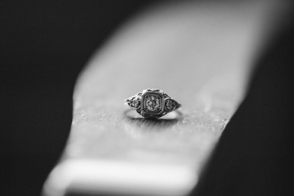 Jeweled engagement ring. Photo by OkCrowe Photography.