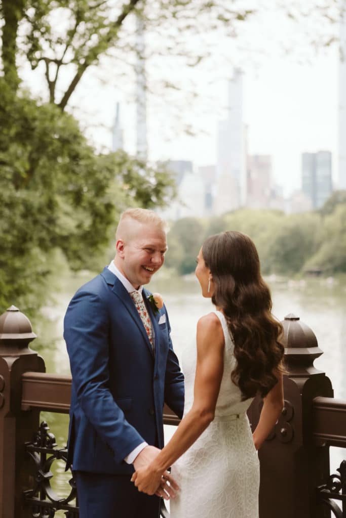 Bride and groom portraits in Central Park. Photo by OkCrowe Photography.