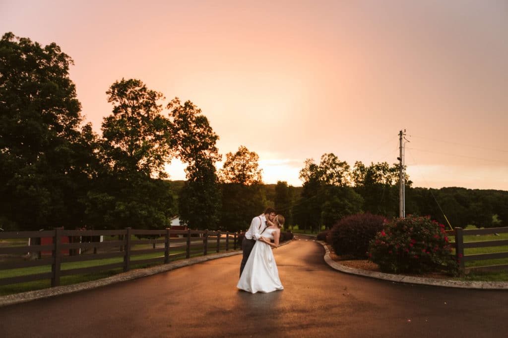 Sunset newlywed portraits at Ocoee Crest. Photo by OkCrowe Photography.