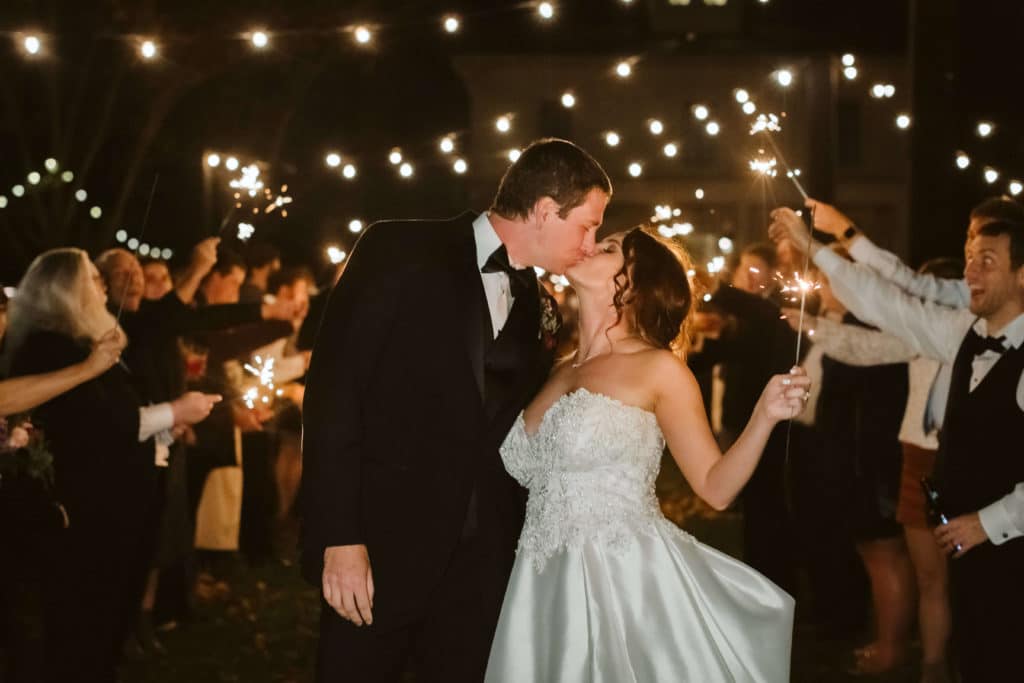 Sparkler send off at the Homestead at Cloudland Station. Photo by OkCrowe Photography.