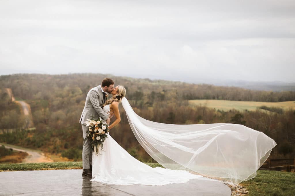 Rain wedding ceremony in the Chattanooga mountains at Howe Farms.