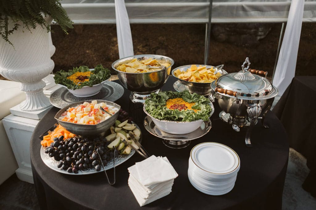 Greenhouse wedding reception at the Venue at Lilly Lou's. Photo by OkCrowe Photography.