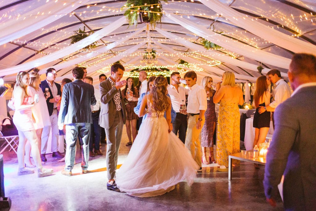 Greenhouse wedding reception at the Venue at Lilly Lou's. Photo by OkCrowe Photography.