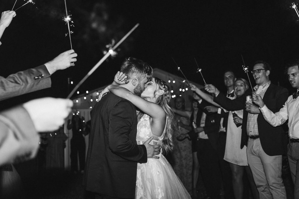 Sparkler send off at the Venue at Lilly Lou's. Photo by OkCrowe Photography.