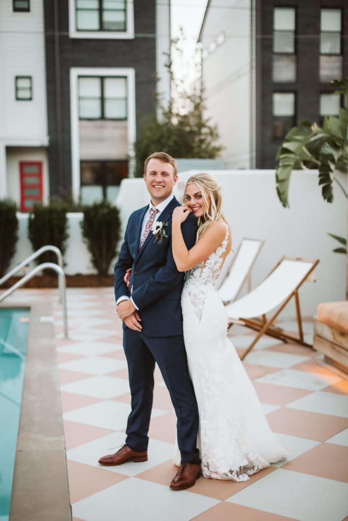 Newlywed portraits at the Common House in Chattanooga. Photo by OkCrowe Photography.