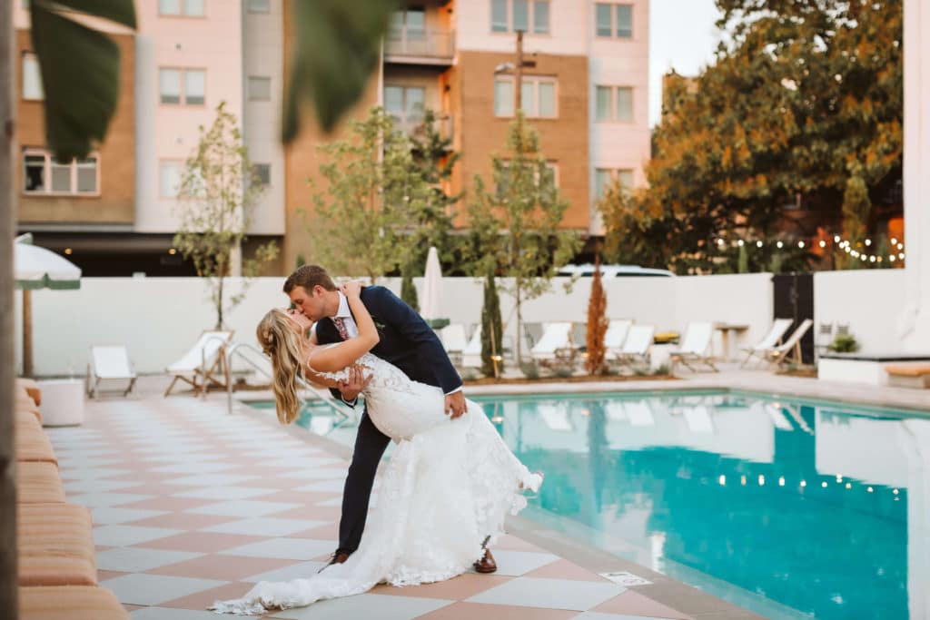 Newlywed portraits at the Common House in Chattanooga. Photo by OkCrowe Photography.