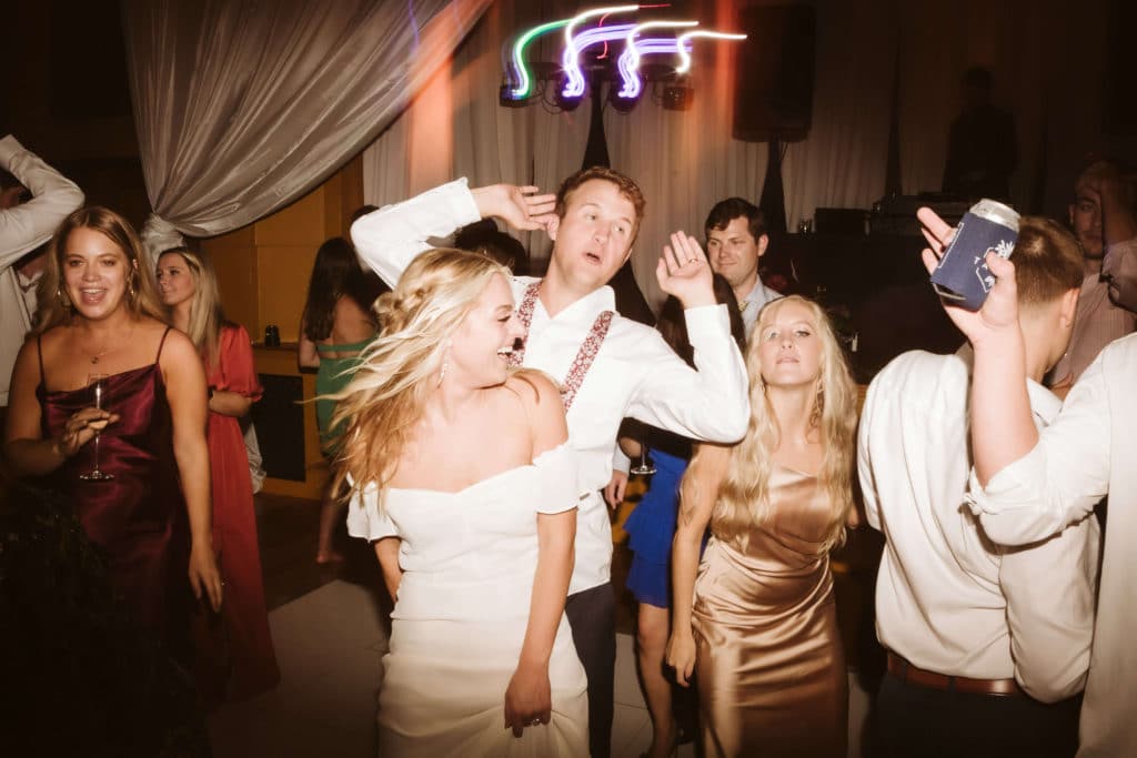 Dance floor after wedding reception at the Common House in Chattanooga. Photo by OkCrowe Photography.