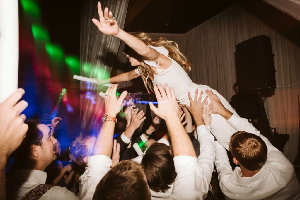 Dance floor after wedding reception at the Common House in Chattanooga. Photo by OkCrowe Photography.