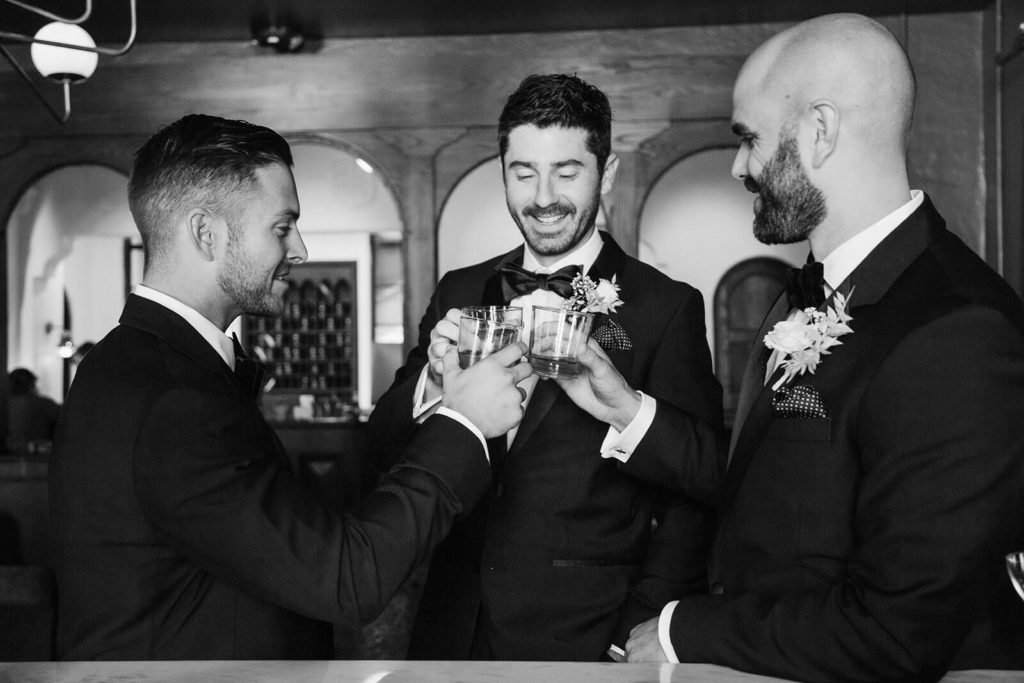 Groom and groomsmen at the Common House in Chattanooga. Photo by OkCrowe Photography.