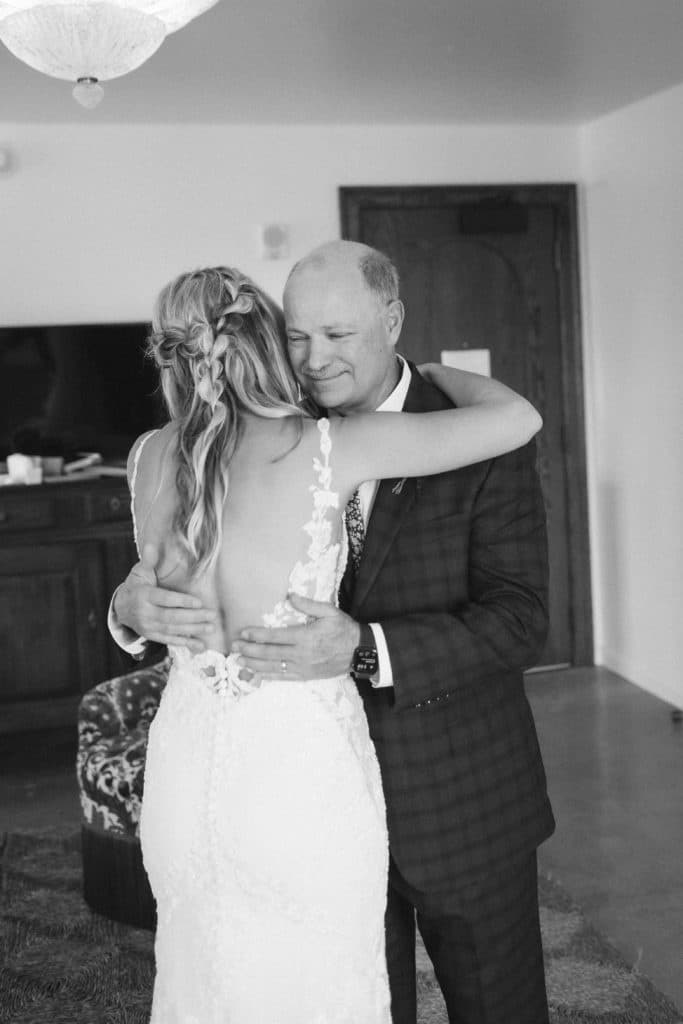 Father daughter first look at the Common House in Chattanooga. Photo by OkCrowe Photography.