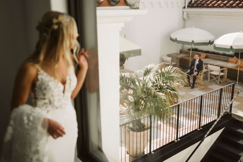 First look session and private vows at the Common House in Chattanooga. Photo by OkCrowe Photography.